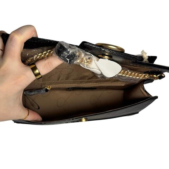 Jessica Simpson Brooke Clutch Python Shoulder Bag With Gold Chain Strap - Picture 7 of 8